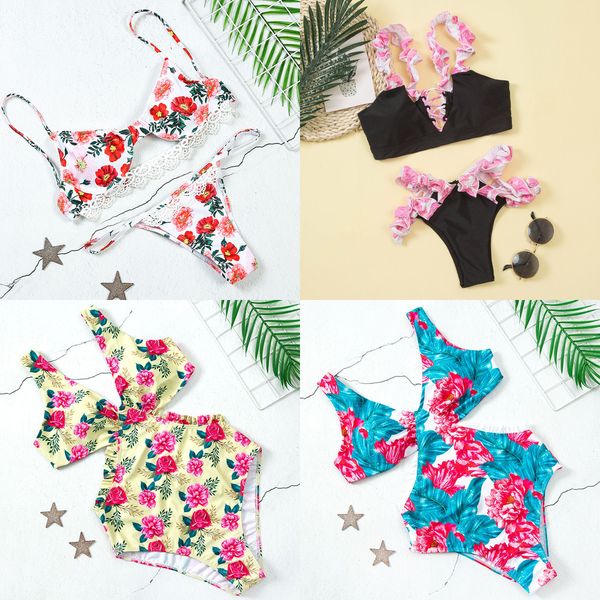 

brazilian ruffled bikini 2021 mujer new two piece bathing suit print swimming suit for female summer biquini swimsuit women q0105, White;black
