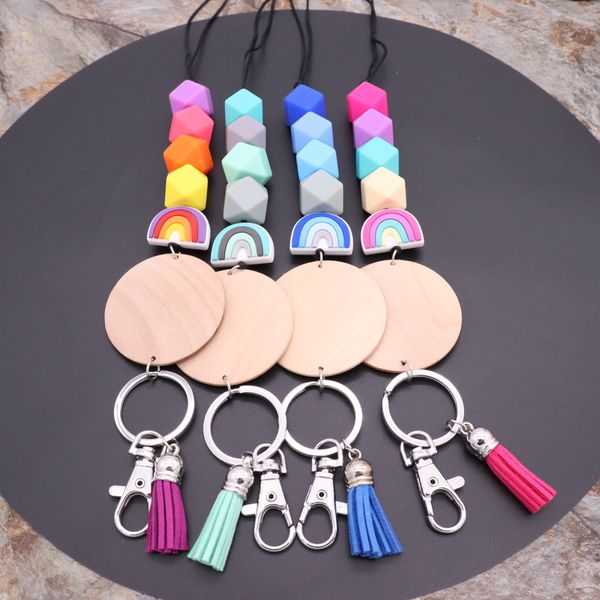 Accessori per collana di perline ottagonali in silicone alimentare all'ingrosso, cordino arcobaleno, catena femminile multicolore opzionale