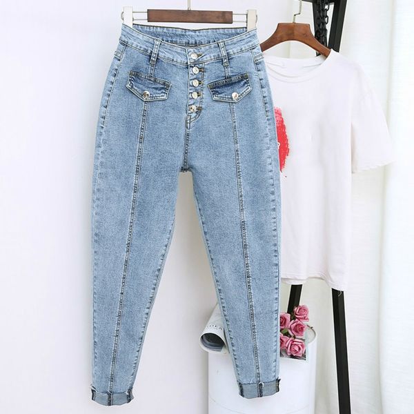 

spring summer boyfriend harem denim pants fashion women high waist female autumn mom jeans pantalones mujer plus size 5xl lj200811, Blue