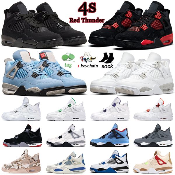 

red thunder 4s jumpman basketball shoes for men women university blue black cat bred cement cool grey motosports mens trainers outdoor sport