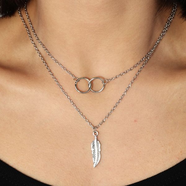 

vintage punk tibet silver color small circles leaf clavicle chain necklaces pendants for women diy femme bijoux colar