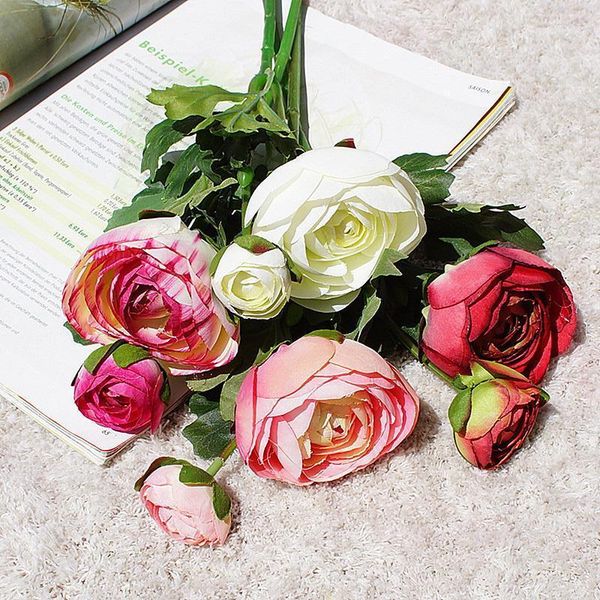 

decorative flowers & wreaths 2 heads artificial rose branch wedding party decoration real touch fake for home garden supplies diy flores1