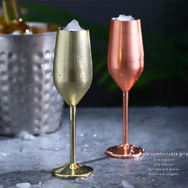 

stainless steel champagne cup wine glass cocktail glass creative metal wine glass bar restaurant goblet rose gold jlliji
