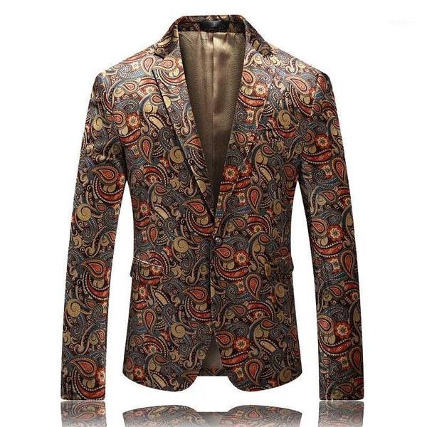 

men's suits & blazers velvet blazer for men 2021 autumn stylish mens printed jacket elegant prom club stage male costume homme1, White;black
