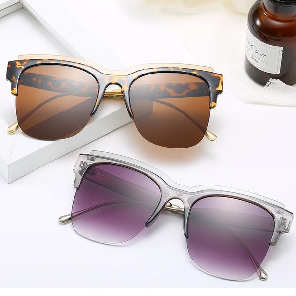 

new trendy half frame cat eye sunglasses women brand eyeglasses street beat shopping gafas uv400, White;black