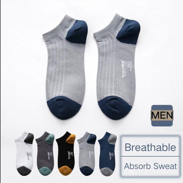 

spring summer pure cotton men socks breathable motion thin funny socks shallow mouth low gang anti-odor men 4 pairs ins1, Black