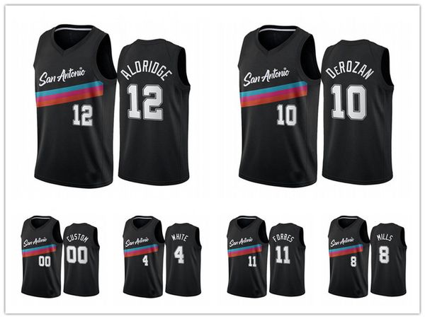 

san antonio spurs men abc women youth demar derozan derrick white lamarcus aldridge city fiesta colors 2020-21 basketball jersey, Black