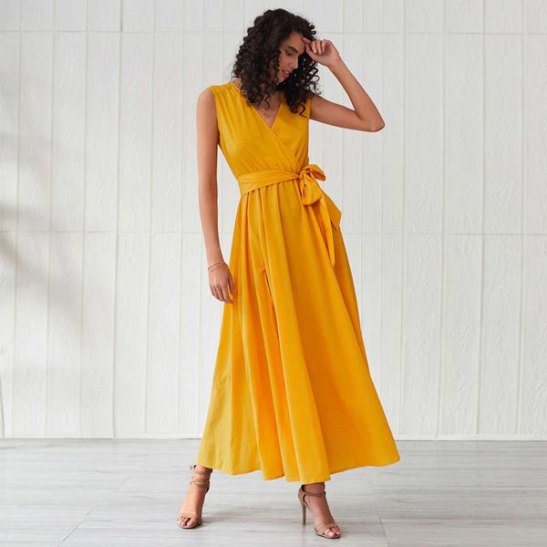 

spring and autumn 2020 new bohemian clean color temperament fashion waist show thin swing dress, Black;gray