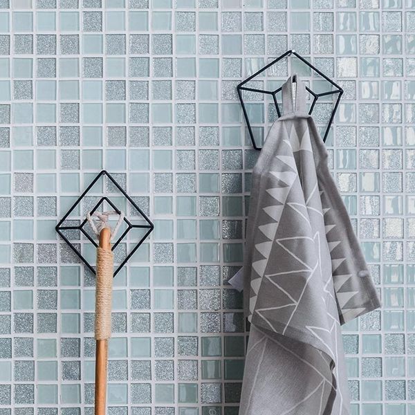 

hooks & rails metal hook geometric coat hat rack bathroom door back wall hangers home decoration creative gold/black color1