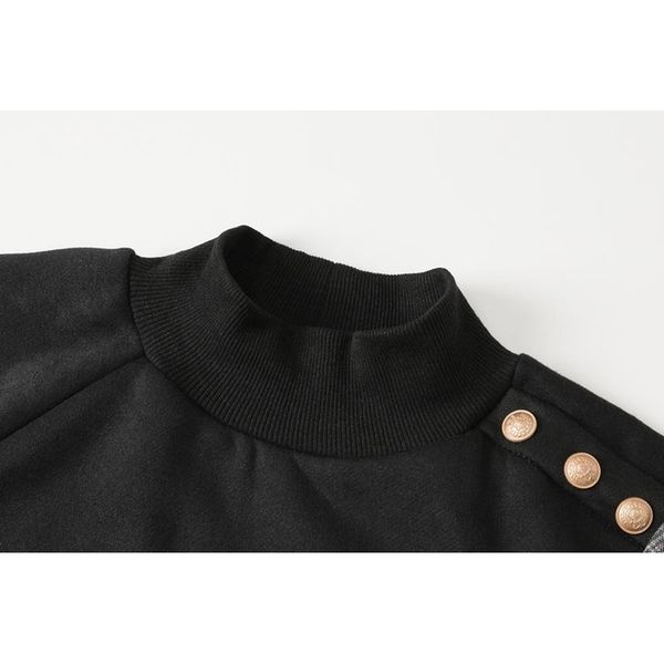 

[eam] loose black plaid ribbon irregular sweatshirt new round neck long sleeve women big size fashion spring autumn 1z261 201202