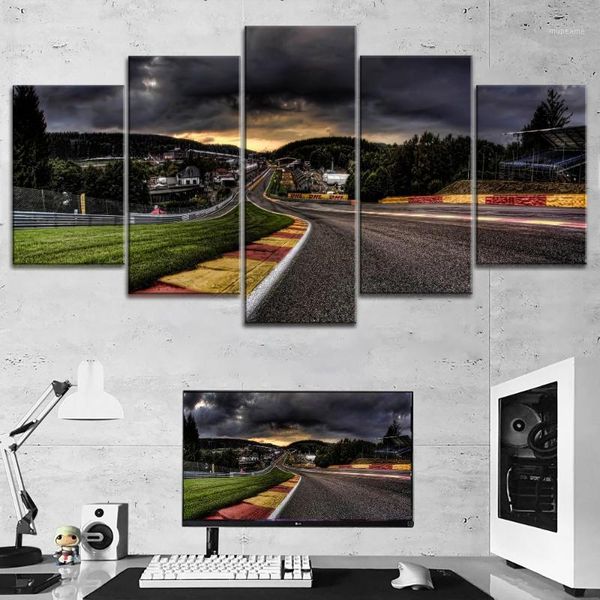 

paintings canvas printed pictures wall art painting 5 panel nurburgring rally road home decoration module poster for living room framework1