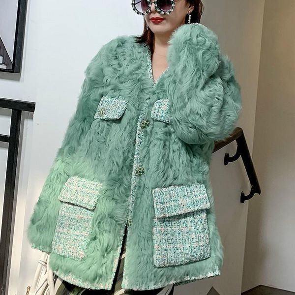 

autumn wool jacket vintage real fur coat female winter coat women clothes 2021 korean 100% sheep shearling fur hiver 91011, Black