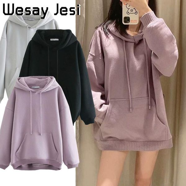 

women's hoodies & sweatshirts fashion winter ladies hooded plush liner loose casual solid color kangaroo pocket 2021, Black