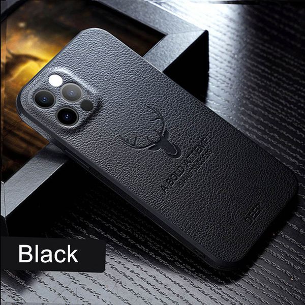 

lens camera protective deer phone case for iphone 12 mini 12 pro max anti fall leather back cover
