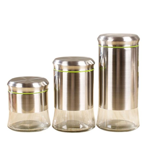 

stainless steel airtight canister set storage container for kitchen counter grains sugar coffee canister with clear glass b