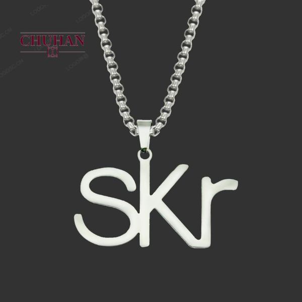 

pendant necklaces chuhan silver color letter skr necklace irregular words link chain hip hop jewelry accessories for women c132
