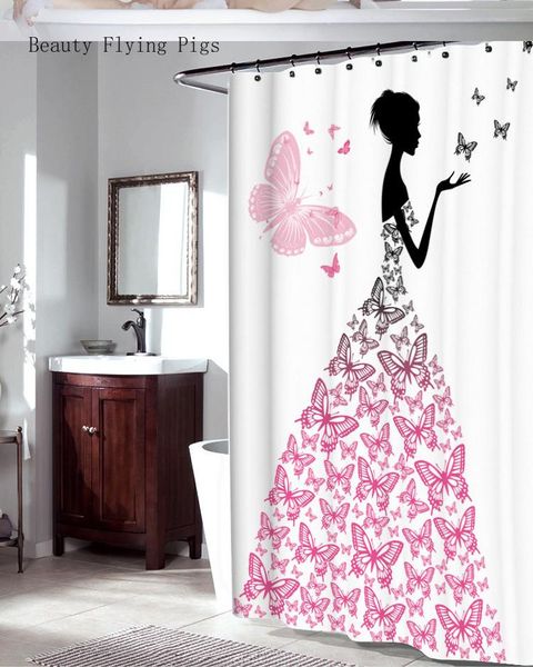

shower curtains direct home bathroom waterproof mildew beauty butterfly digital printing curtain with copper buckle ring