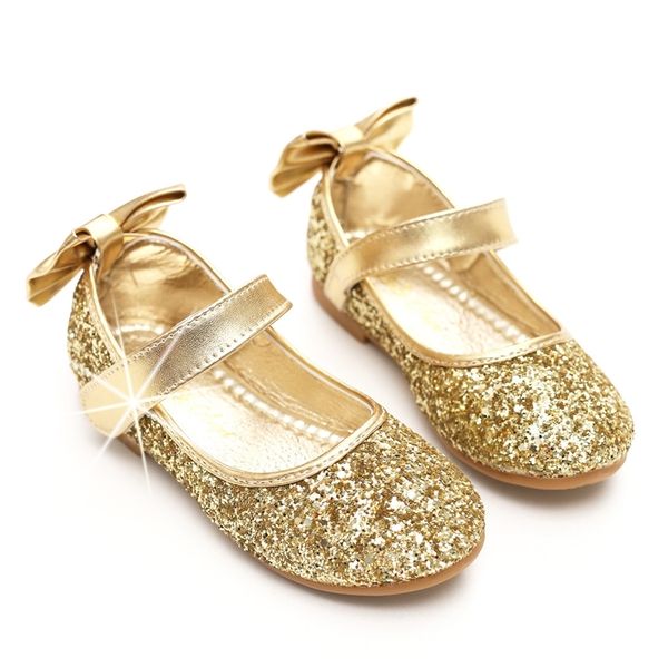 Bebê menina menina ouro prata glitter partido ballet flats toddler lantejoulas glittering show princesa vestido sapatos 201130