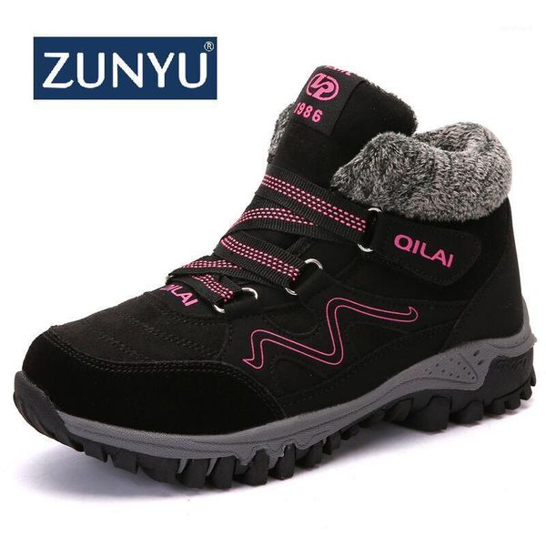 

zunyu new arrival fashion suede leather women snow boots winter keep warm plush waterproof ankle boots women's size 35-421, Black