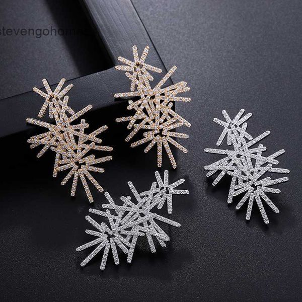 

snowflake metal zircon earrings and irregular, Golden