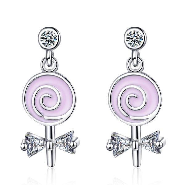 

ed896 little girl pendant earrings for birthday gift simple stylish european candy pendant personality young women, Silver