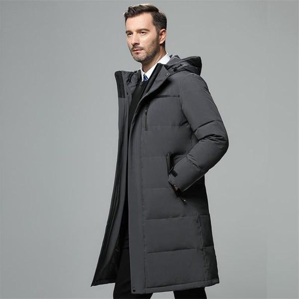 

men's down & parkas winter warm men jacket casual autumn stand collar thick white duck parka coat windproof long hooded coats, Black