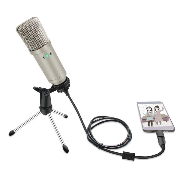 USB Kondenser Mikrofon Seti Karaoke Mikrofon Stüdyo Mic Telefon Live Yayın Çevrimiçi Sohbet Kayıt