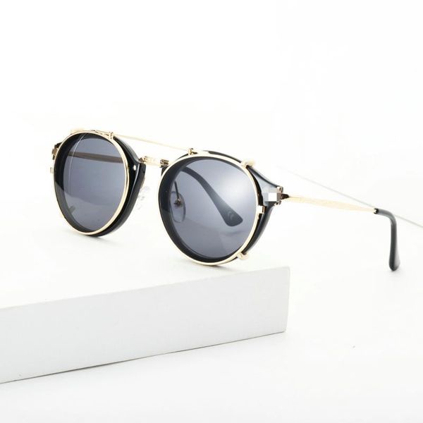 

mincl/ retro men myopia sunglasses clip punk myopia driving glasses clip on dual purpose driving mirror goggles fml, White;black