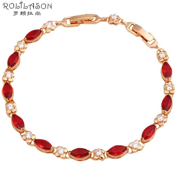

link, chain rolilason brand delicate design golden fashion jewelry zircon red crystal prom party bracelets nickel lead tbs755, Black