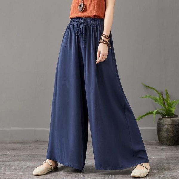 

2020 new women's summer thin pants high waist wide leg pants brand comfortable cool skirts trousers plus size pants 5xl 6xl 7xl, Black;white
