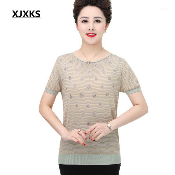 

xjxks loose plus size round neck short sleeve women t-shirt 2020 new comfortable casual women summer, White