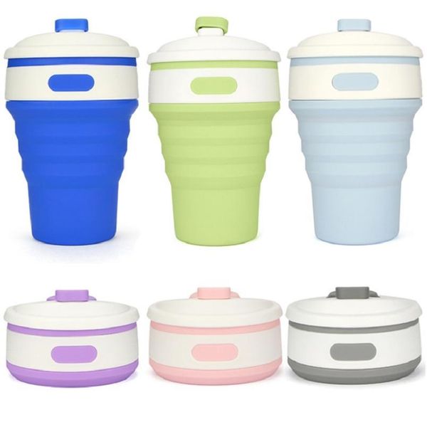 

10 pcs wholesale folding sile cup portable telescopic drinking collapsible coffee cup multi-function foldable si bbycms