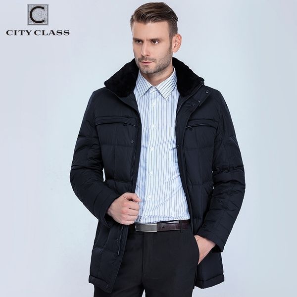 City Class Negócios Novos Homens Moda Casacos Casacos Long Casual BioDown Removível Peles Colares Homens de Inverno Grosso Jaqueta Parkas 13291 20113