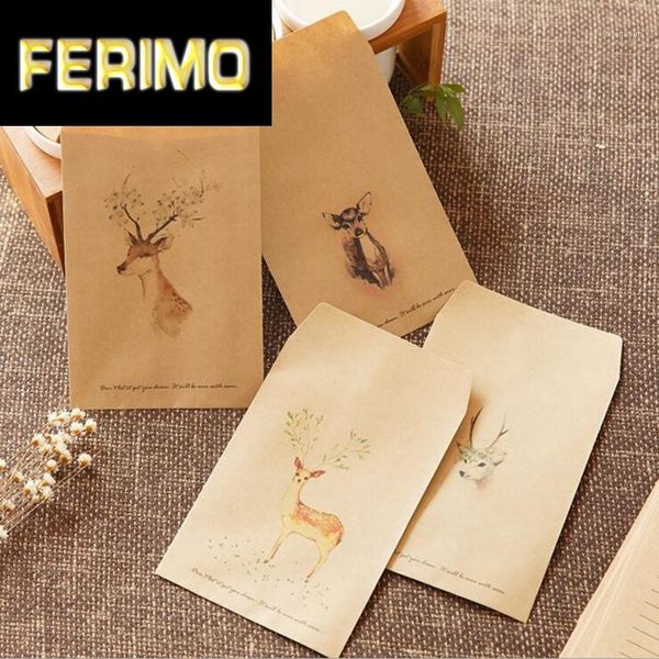 

10pcs/lot creative forest deer envelope postcards greeting card stationery school supplies gift envelope1