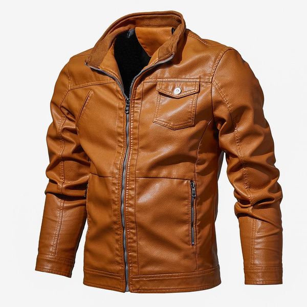 

2020 new men's leather zipper jackets streetwear classic motorcycle bike cowboy jacket male plus size coats brand clothing j005, Black