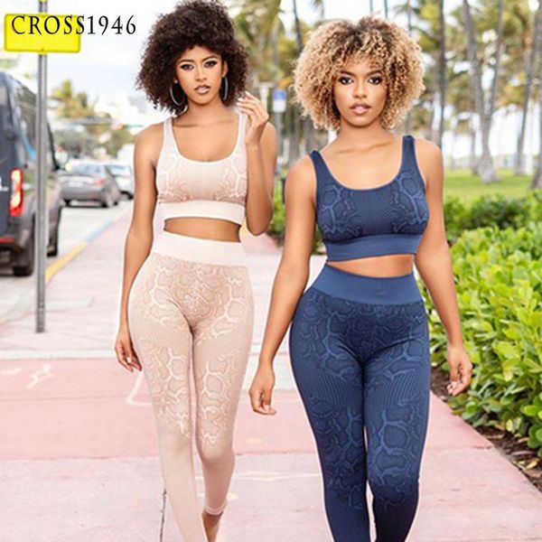 

fitness yoga set for women seamless gym sport suits 2pcs high waist workout leggings sports clothing print outfit tracksuit, White;red