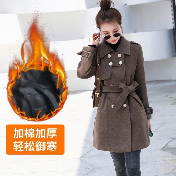 

quality tit is cloth coat female new winter 2020 belted waist long fashion cloth coat of cultivate morality show thin, Black
