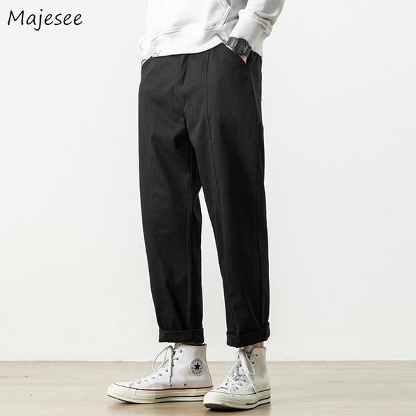 

men black straight jeans spring autumn solid loose full length denim bottoms simple all-match street fashion harajuku, Blue