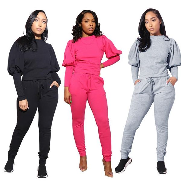 

women's tracksuits fashion solid color trousers casual suit, Gray