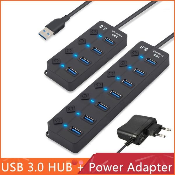 

usb hub 3.0 high speed 4 / 7 port usb 3.0 hub splitter on/off switch with us/eu power adapter for lappc1