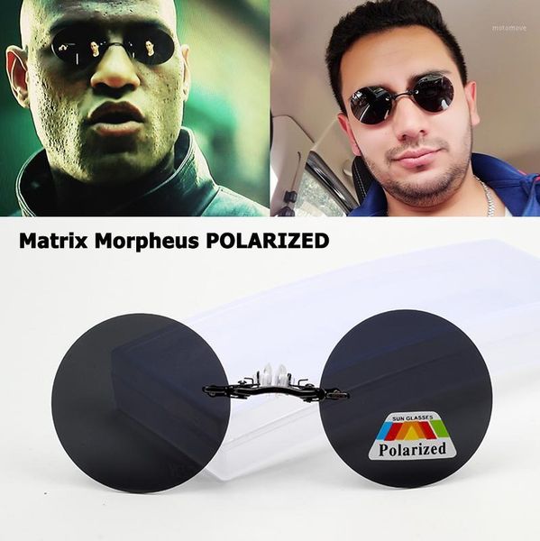

jackjad matrix style round rimsless polarized sunglasses men driving brand design clamp nose sun glasses1, White;black