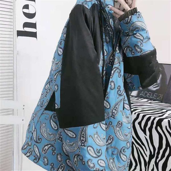 

men and women with cashew flower color matching hooded down padded jacket couple classic version embroidery logo no stitches size m-l, Black