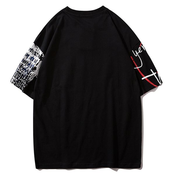 

2021 new plaid shirt people on the wall hip hop haraguko loose short sleeve t-shirt fashion men's cotton mjt0, White;black