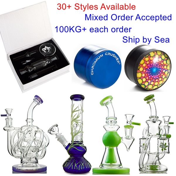 30+ estilos em estoque Tornado Bong Klein Recycler Aughty Copo Dab Rigs Drawehead Perccolator Rig Rig Rig Rig By Colorido Navio de Tubulação de Água Por Mar