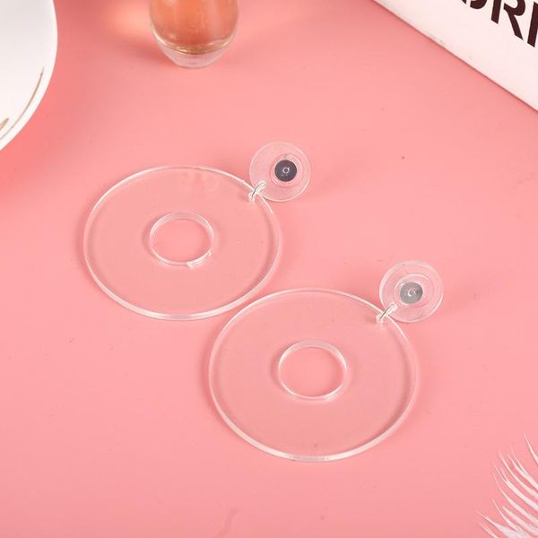 

valentine's day gift retro exaggerated solid color round acrylic circle drop earrings new fashion geometric pendant brincos, Silver