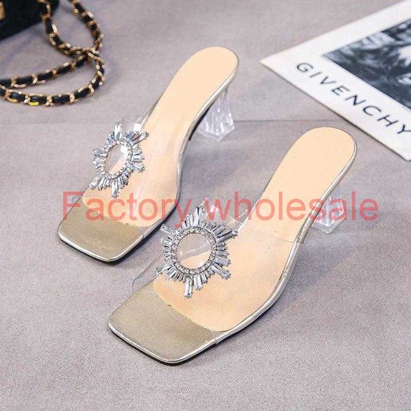 

2021 new transparent pvc slippers crystal cup high heels casual shoes woman slippers summer ladies sandals nightclub pumps, Black