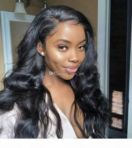 

long body wave full lace human hair wig with baby hairs brazilian virgin hair glueless pre plucked human hair lace front wigs, Black;brown