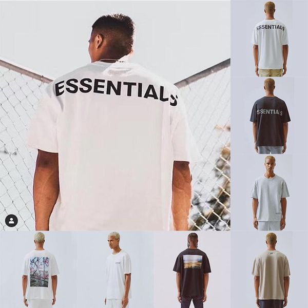 

2020 ffog t-shirt fear off god essentials boxy p t-shirt oversize tee men women cotton t-shirt, White;black