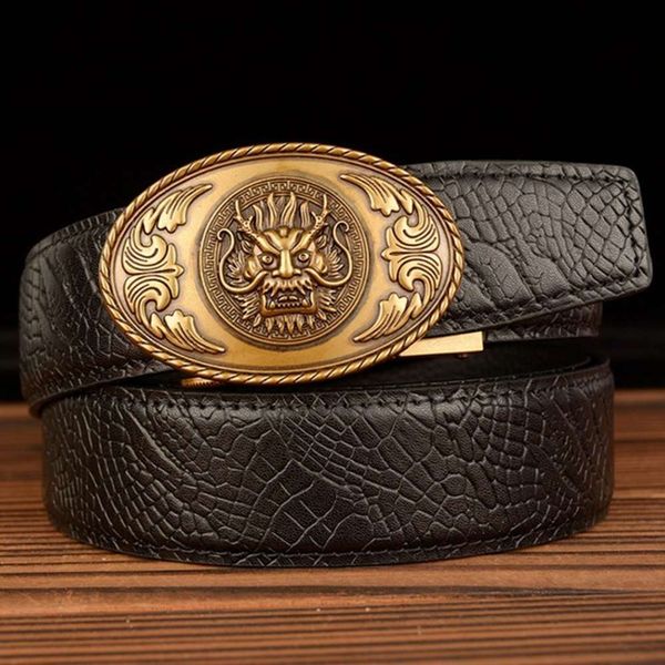 

auto button leather versatile for men's leisure business belt, Black;brown