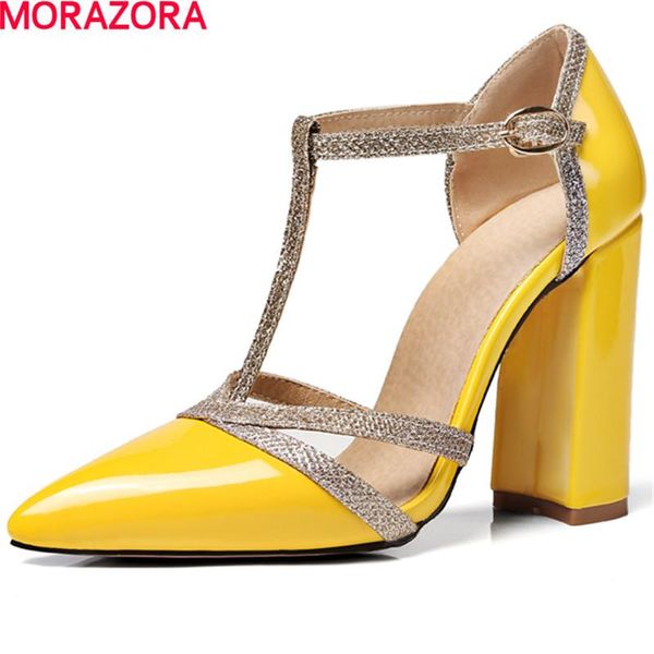 

morazora pointed toe shallow single shoes high heels party shoes pumps solid fashion four seasons big size 34-46, Black